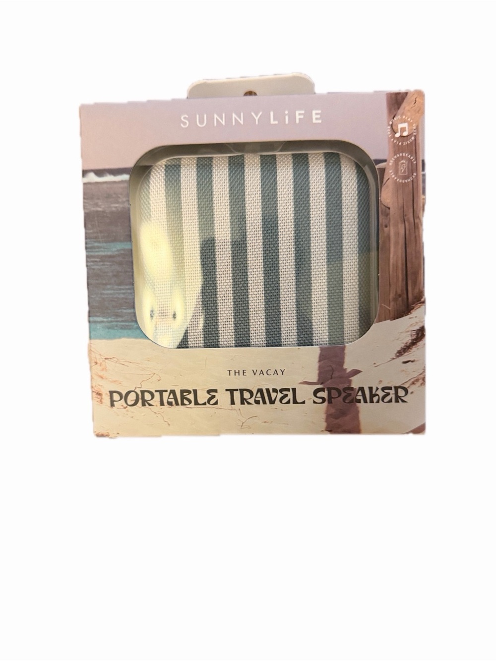 SUNNYLIFE® Portable Travel Speaker The Vacay Olive Stripe